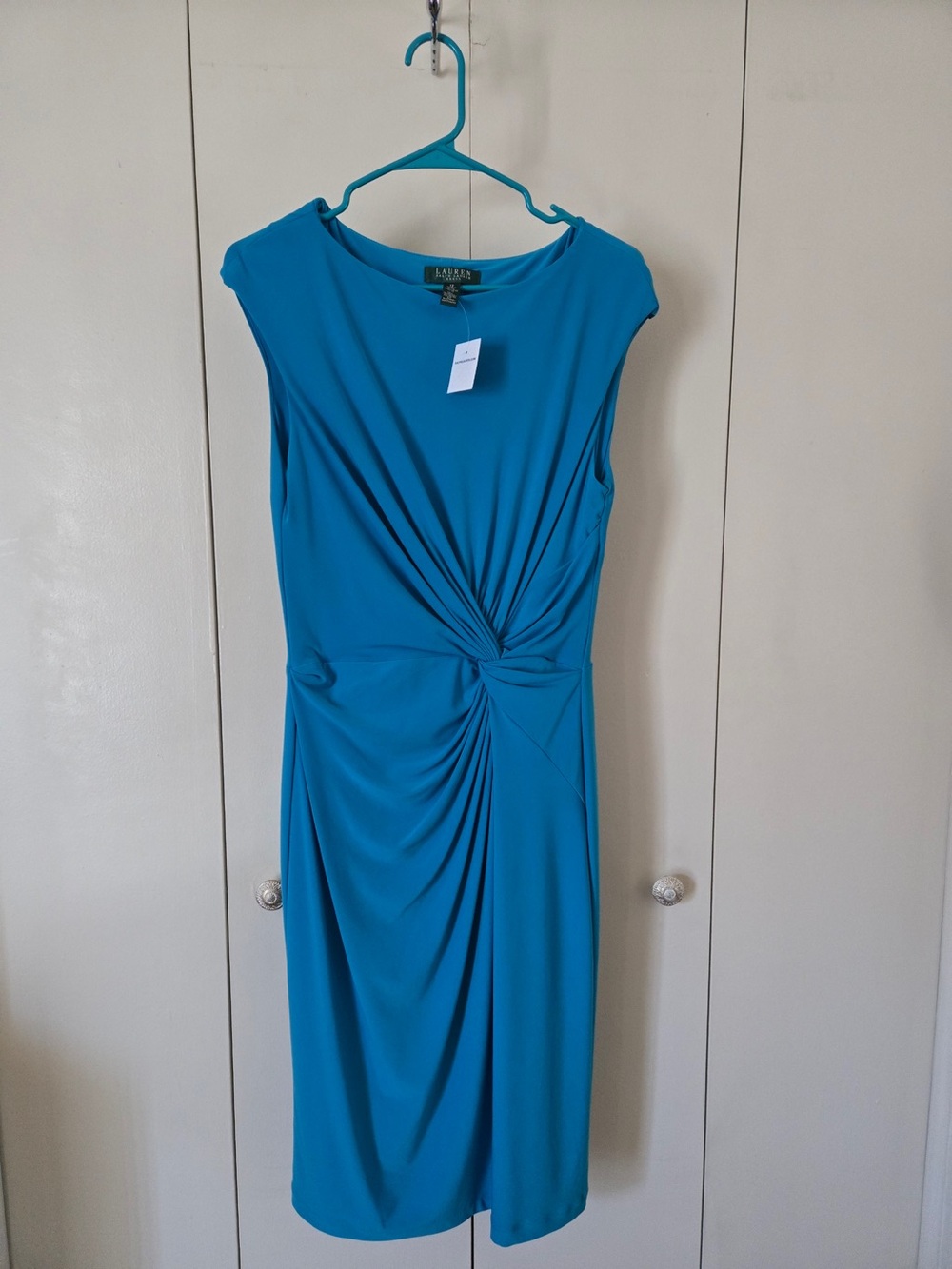Ralph Lauren Teal Knot-Front Midi Dress